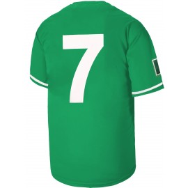 All Stitched #7 Green Baseball Jersey Embroidery V Neck Short Sleeve Baseball Shirt, Breathable Button-Up Sports Uniform For Training Competition Party