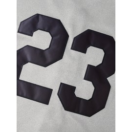 Stitched 23 Grey Baseball Jersey Embroidery V Neck Short Sleeve Baseball Shirt, Breathable Button-Up Sports Uniform for Training Competition Party