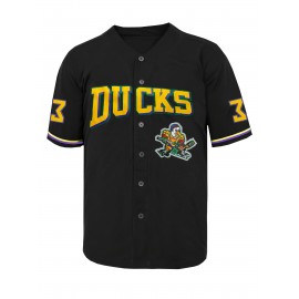 Stylish Duck & Number 33 Embroidered Design, Men'S Breathable Baseball Jersey, Short Sleeve Shirt For Summer Sport