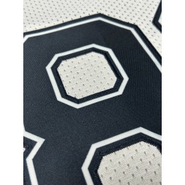 Men'S White Patchwork Sleeves # 88 Rugby Shirt Loose Embroidered Sports, Fashionable, Casual, Street Breathable Rugby Top