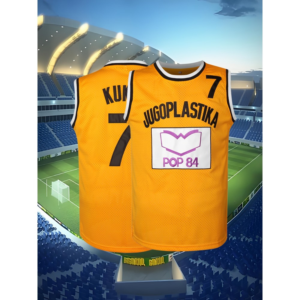 Athletic Appeal, Men's #7 Yellow Basketball Jersey - Retro Style, 