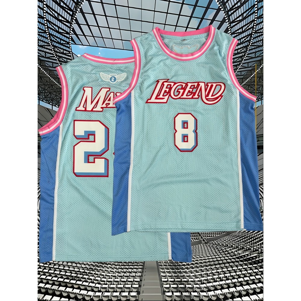 Men's #8-24 Light Blue Basketball Jersey - Breathable Embroidered Polyester Sports Shirt for Training, Competition & Casual Wear, Sizes S-XXXL, Round Neck, Loose Fit, Perfect for Spring, Summer & Fall