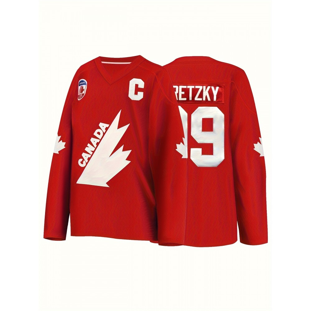Hockey Jersey T-shirt For Men, GRETZKY & #99 Graphic Print Long Sleeve Tees For Match Training