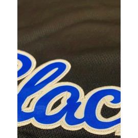 Men'S Black Embroidered Baseball Jersey #42 - 100% Polyester, V-Neck, Loose Fit, Machine Washable, Casual & Sporty Style for All Seasons, Sizes S-XXXL, Casual Wear Jersey | Embroidered Sports Jersey | Button Closure