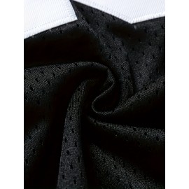 Men's Size 45 Black Breathable V-Neck American Football Jersey - Embroidered 