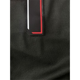 Men'S Baseball Jersey Black #44 Short Sleeve Button Trendy Casual T-shirt For Training Competition Outdoor Sports