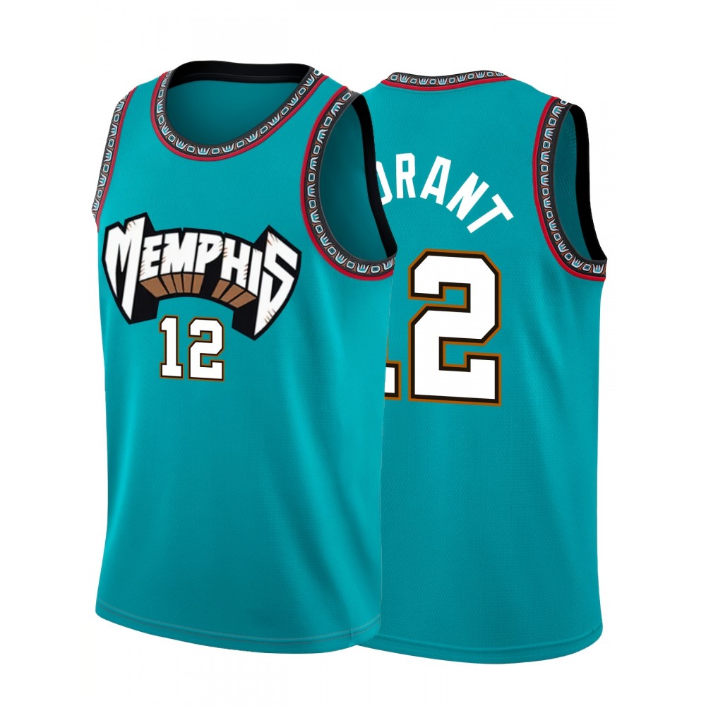 Men'S #12 Embroidered Basketball Jersey - Breathable, Stretch Fabric, Sleeveless Sports Uniform for Training, Competition & Casual Wear, Teal Color with White & Orange Accents, Streetwear Clothing | Athletic Style | Embroidered Details