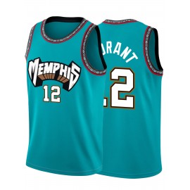 Men'S #12 Embroidered Basketball Jersey - Breathable, Stretch Fabric, Sleeveless Sports Uniform for Training, Competition & Casual Wear, Teal Color with White & Orange Accents, Streetwear Clothing | Athletic Style | Embroidered Details