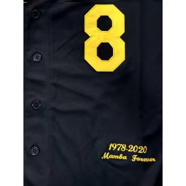 Men's #8-24 Embroidered Polyester Baseball Jersey - Black with Purple & Yellow Accents, V-Neck, Button-Up Design, Perfect for Games, Training & Casual Wear, Sizes S-3XL, Athletic Jersey | Casual Style | Numbers Design
