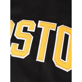 1pc Boston Gilmore #18 Men'S Ice Hockey Jersey - Polyester V-Neck Pullover with Embroidered Lettering - Loose-Fit Sports Top for Casual, Beach, Halloween, Christmas - Knitted Athletic Shirt for Training, Outdoor Activities, Field Sports - S-3XL