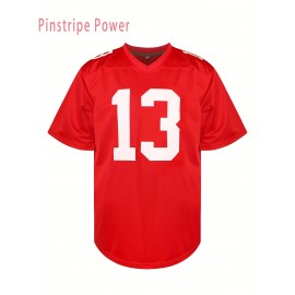 Men'S # 13 Red American Football Shirt - V-neck Breathable Polyester Fiber Suitable For Training Team Sports And Casual Clothing S-3XL