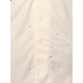 Men'S # 1968.5 inch White Baseball Shirt -100% Polyester Fiber V-neck Embroidered Letters Loose Fit Button Closure Breathable And Comfortable, Suitable For Sports Training, Leisure Beach And Outdoor Activities S-3XL