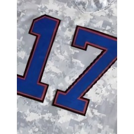 Men'S # 17 Camouflage Rugby Sports Shirt Breathable V-neck Embroidered Polyester Knitted Micro Elastic Loose Fabric