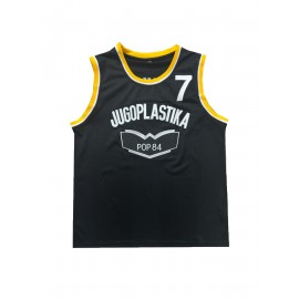Men's Sleeveless Basketball Tops with Number 7 And JUGOPLASTIKA Letter, Breathable Summer Clothing for Outdoor Sports