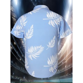 Men'S Sky Blue Leaf Baseball Flower Shirt Suitable For Beach Vacation, Halloween, Christmas S-3XL