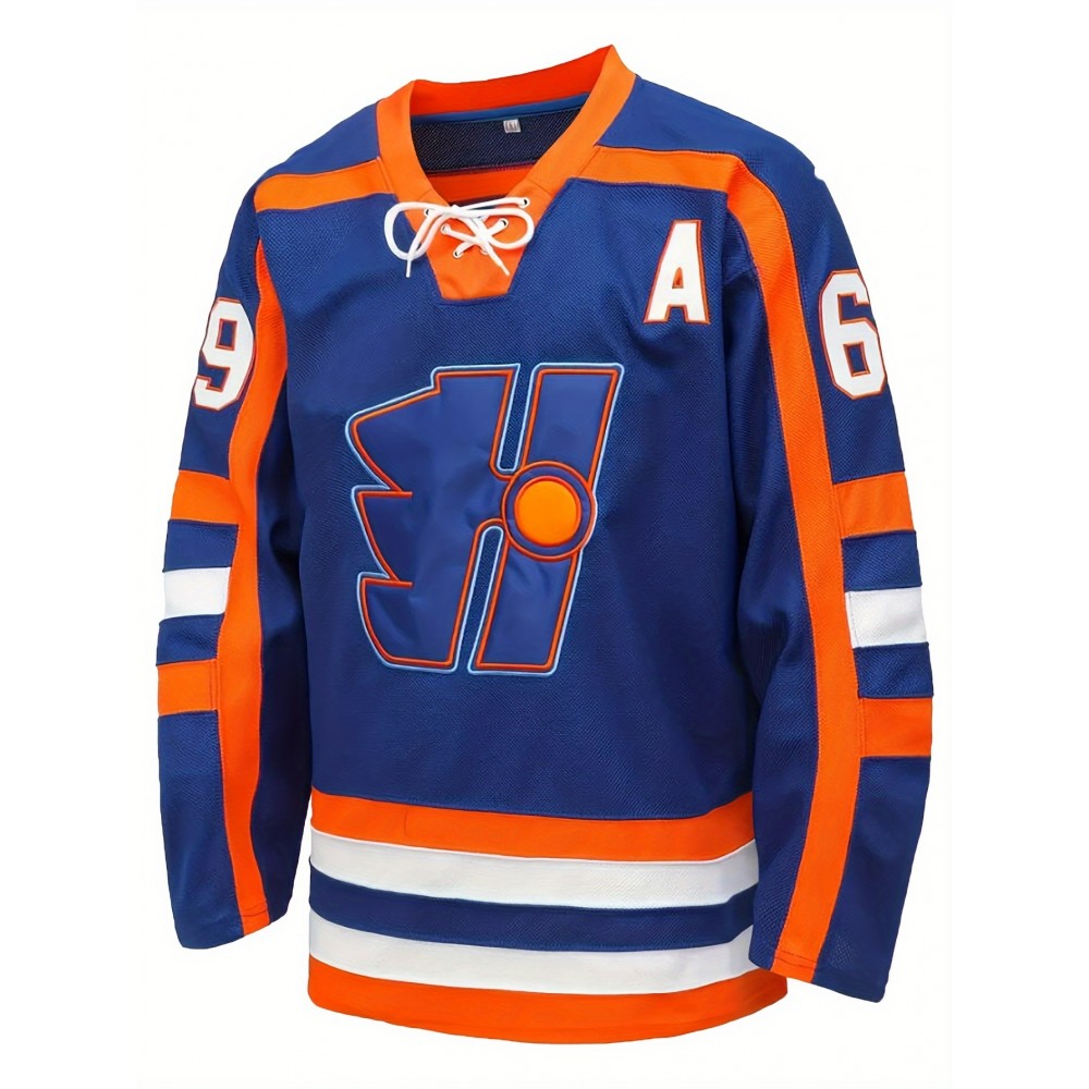 69 Men's Ice Hockey Jersey Sports Training Jersey Blue Comfortable Casual Fashion Embroidered Long Sleeve S-3XL