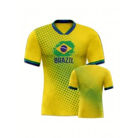 Professional Sports Fabric Men'S Creative Pattern Print Brazil Home Soccer Jersey T-shirt