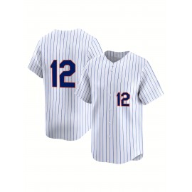 Men's New York #12 Baseball Jersey - Moisture-Wicking, Breathable Polyester, V-Neck, Short Sleeve, UV Protection, Fade-Resistant, Ideal for Training & Casual Wear