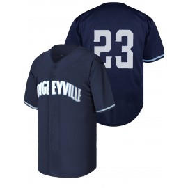 Stitched #23 Navy Baseball Jersey Embroidery V Neck Short Sleeve Baseball Shirt, Breathable Button-Up Sports Uniform For Training Competition Party