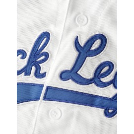 All Stitched 42 Baseball Jersey Letter Embroidery V Neck Short Sleeve Baseball Shirt, Breathable Button-Up Sports Uniform For Training Competition Party