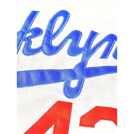 All Stitched #42 White Baseball Jersey Embroidery V Neck Short Sleeve Baseball Shirt, Breathable Button-Up Sports Uniform For Training Competition Party