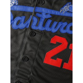 Stitched 21 Black Grey Beige White Baseball Jersey Embroidery V Neck Short Sleeve Baseball Shirt, Breathable Button-Up Sports Uniform For Training Competition Party